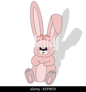 Pink cute rabbit with long ears Stock Vector
