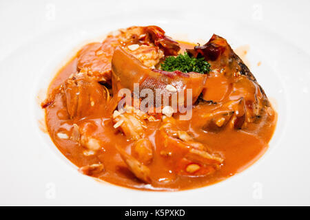 Crab with rice and sauce Stock Photo