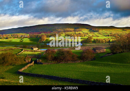 An early morning view of the countryside surrounding Hawes in the Yorkshire Dales