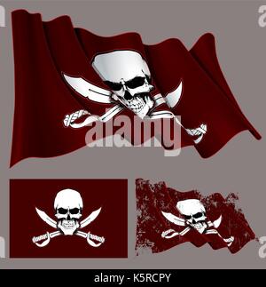 Pirate captain skull and crossed swords vector sketch grunge ...