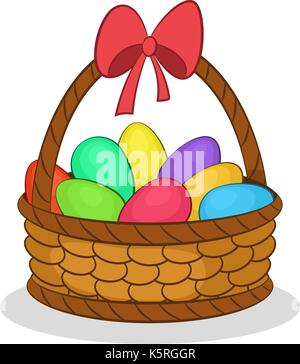 Easter Basket with Painted Eggs Stock Vector