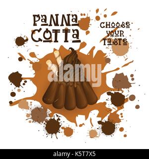 Panna Cotta Chocolate Dessert Colorful Icon Choose Your Taste Cafe Poster Stock Vector
