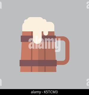 Wooden Beer Mug Icon Oktoberfest Festival Concept Stock Vector