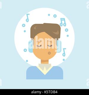 Male Listening Music Emotion Profile Icon, Man Cartoon Portrait Stock Vector