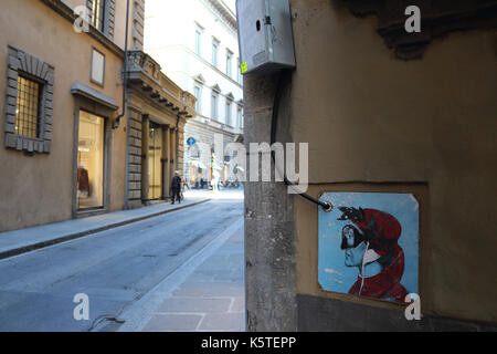 Street art by local artist Blub of Dante Alighieri. Florence, Italy. Stock Photo