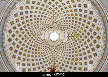 MOSTA, MALTA - AUGUST 21, 2017: The dome of the Rotunda of Mosta (Church of the Assumption of Our Lady) is the third largest unsupported dome in the W Stock Photo