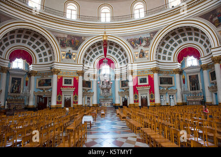 MOSTA, MALTA - AUGUST 21, 2017: The dome of the Rotunda of Mosta (Church of the Assumption of Our Lady) is the third largest unsupported dome in the W Stock Photo