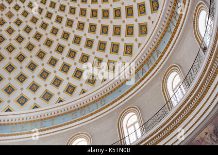 MOSTA, MALTA - AUGUST 21, 2017: The dome of the Rotunda of Mosta (Church of the Assumption of Our Lady) is the third largest unsupported dome in the W Stock Photo