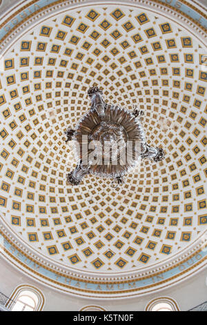 MOSTA, MALTA - AUGUST 21, 2017: The dome of the Rotunda of Mosta (Church of the Assumption of Our Lady) is the third largest unsupported dome in the W Stock Photo