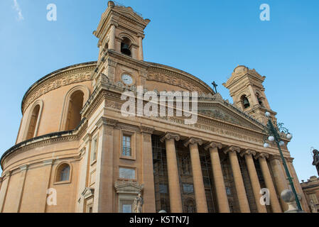 MOSTA, MALTA - AUGUST 21, 2017: The dome of the Rotunda of Mosta (Church of the Assumption of Our Lady) is the third largest unsupported dome in the W Stock Photo