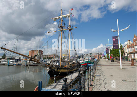 HMS Pickle docked at the Marina in Kingston Upon Hull, UK City Of Culture 2017 Stock Photo