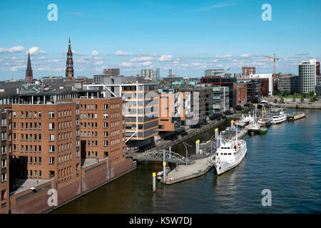 Passenger ships at pier, Hafencity, Hamburg, Germany Stock Photo