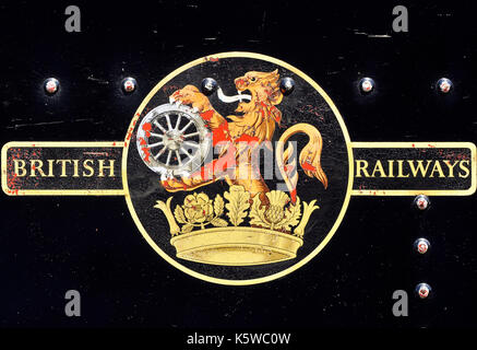 british railways locomotive badges and engine train traction plates with the names on them british rail, southern region, indomitable names plates Stock Photo