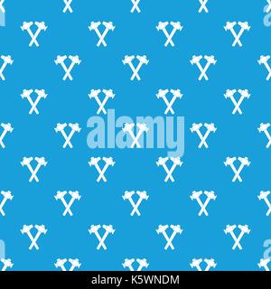 Crossed blacksmith hammer pattern seamless blue Stock Vector