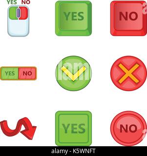 Choose answer icons set, cartoon style Stock Vector