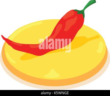 Pepper chilli icon, isometric 3d style Stock Vector