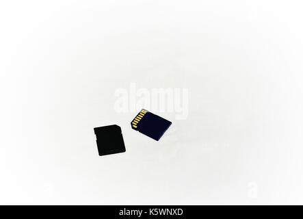 Two memory cards black and blue color isolated. Stock Photo