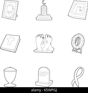 Ritual service icons set, outline style Stock Vector