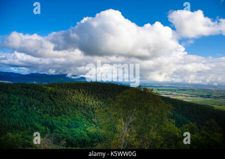 View to the Rhine valley of Alsace from the Vosges mountains Stock Photo