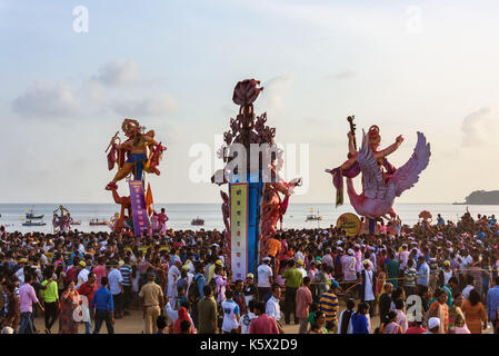 Final Day immersion procession of Ganesh Festival 2017, Mumbai, India Stock Photo