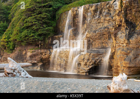 Tsusiat Falls in Pacific Rim National Park Stock Photo