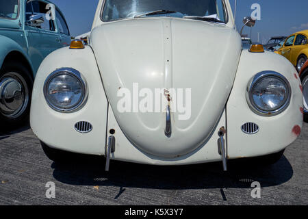 German car enthusiasts gather to socialize and display their vintage Volkswagen cars Stock Photo