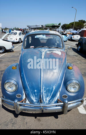 German car enthusiasts gather to socialize and display their vintage Volkswagen cars Stock Photo