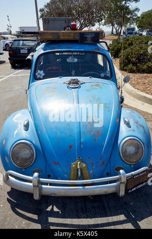 German car enthusiasts gather to socialize and display their vintage Volkswagen cars Stock Photo