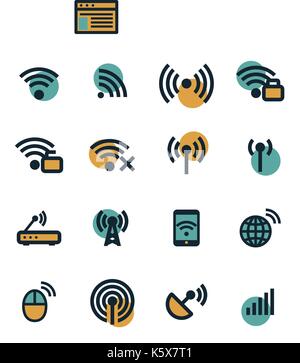 Vector flat wireless icons set on white background Stock Vector