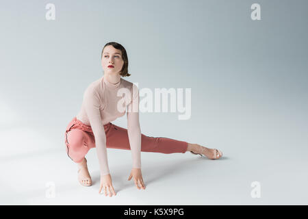 thoughtful woman in retro clothing Stock Photo