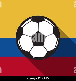 football icon with Colombia flag  or Ecuador flag  background,long shadow vector Stock Vector