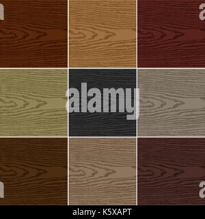 9 colors wood texture background. Set 04 Empty realistic plank with annual years circles. Blank natural pattern swatch template. Backdrop size square  Stock Vector