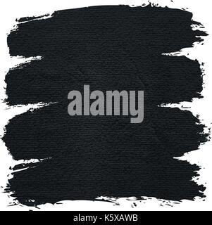 Paint brushstroke on watercolor texture with damages, folds and wrinkles. Blank grunge black background with space for text. This vector illustration  Stock Vector
