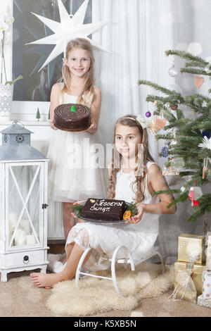 girl holding gingerbread - christmas - concept Stock Photo