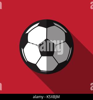 flat football icon over red background ,long shadow Stock Vector