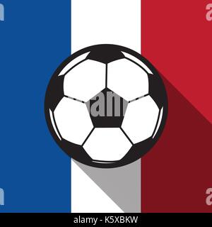 football icon with France flag background,long shadow vector Stock Vector