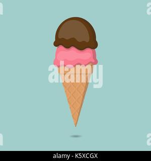 Two scoops of ice creams with cone Stock Vector