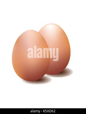 White and brown egg on white background Stock Vector
