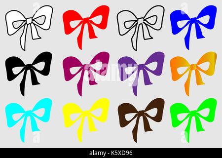 colorful bow on a white background - set Stock Vector