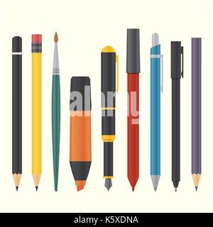 basic drawing and writing tool set Stock Vector