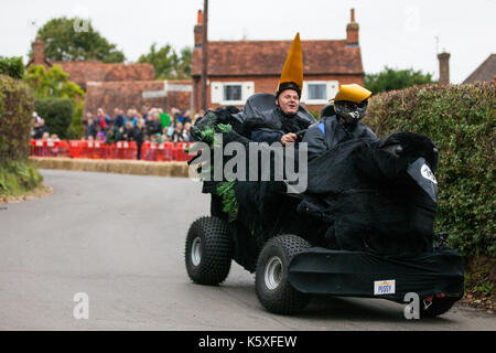 Cookham Dean, UK. 10th Sep, 2017. A custom-built go-kart named The Crow competes in the Cookham Dean Gravity Grand Prix in aid of the Thames Valley and Chiltern Air Ambulance. Credit: Mark Kerrison/Alamy Live News Stock Photo