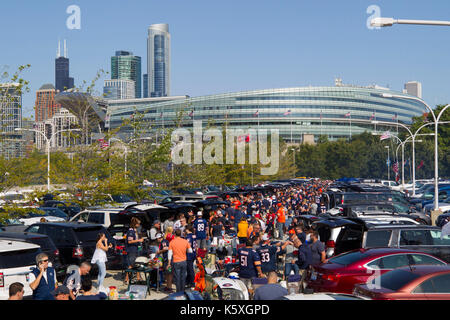 Chicago, Illinois, USA. 10th Sep, 2017. - A general view of the tailgate festivities before the NFL Game between the Atlanta Falcons and Chicago Bears at Soldier Field in Chicago, IL. Credit: csm/Alamy Live News Stock Photo