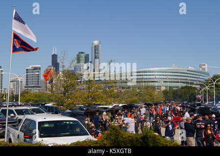 Chicago, Illinois, USA. 10th Sep, 2017. - A general view of the tailgate festivities before the NFL Game between the Atlanta Falcons and Chicago Bears at Soldier Field in Chicago, IL. Credit: csm/Alamy Live News Stock Photo