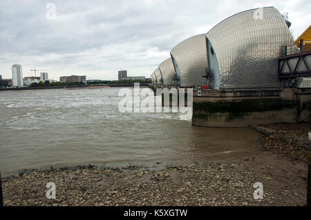 London, UK. 10th Sep, 2017. Thames barrier raised for annual test. Credit: JOHNNY ARMSTEAD/Alamy Live News Stock Photo