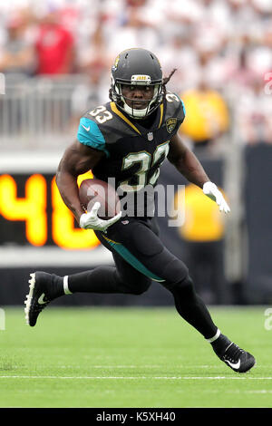 Jacksonville Jaguars running back Chris Rodriguez Jr. (24) runs with ...