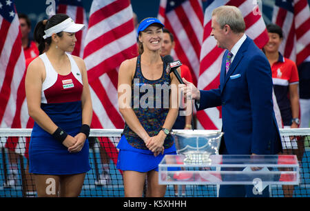 New York City, United States. 10 September, 2017. Chan Yung-Jan of Taiwan & Martina Hingis of Switzerland at the 2017 US Open Grand Slam tennis tournament © Jimmie48 Photography/Alamy Live News Stock Photo