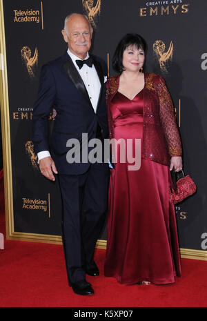 Los Angeles, CA, USA. 10th Sep, 2017. 10 September 2017 - Los Angeles, California - Gerald McRaney, Delta Burke. 2017 Creative Arts Emmys - Arrivals held at Microsoft Theatre L.A. Live in Los Angeles. Photo Credit: Birdie Thompson/AdMedia Credit: Birdie Thompson/AdMedia/ZUMA Wire/Alamy Live News Stock Photo