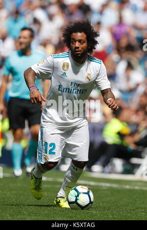 Madrid, Spain. 9th Sep, 2017. Marcelo (Real) Football/Soccer : Spanish 'La Liga Santander' match between Real Madrid CF 1-1 Levante UD at the Santiago Bernabeu Stadium in Madrid, Spain . Credit: Mutsu Kawamori/AFLO/Alamy Live News Stock Photo