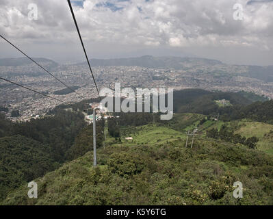 Pichincha, Ecuador - 2017: View of Quito from the cable cart to the Pichincha volcano. Stock Photo