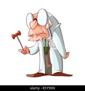 Colorful vector illustration of a cartoon crazy doctor Stock Vector